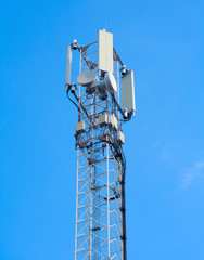 telecommunications tower on a blue sky