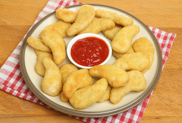 Chicken Dippers or Nuggets with Tomato Ketchup