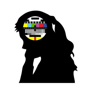 beauty girl and tv test vector