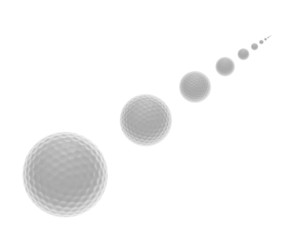 Endless row of golf balls