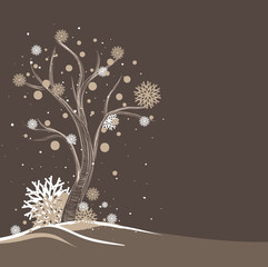 Tree and snowflakes