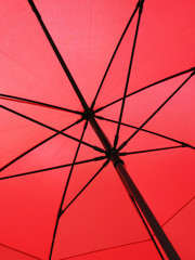 Closeup of a red umbrella