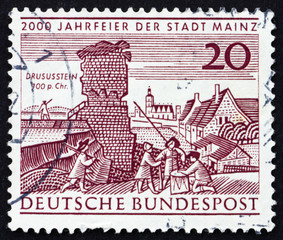 Postage stamp Germany 1962 Drusus Stone and Old View of Mainz