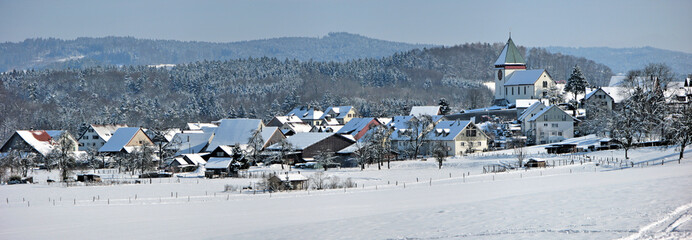 Fototapeta premium Winter view of Illnau, Switzerland