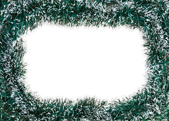 Christmas decoration framework with artificial tinsel