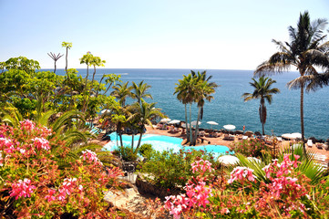 Luxurious resort at the Atlantic ocean. Tenerife island, Canarie