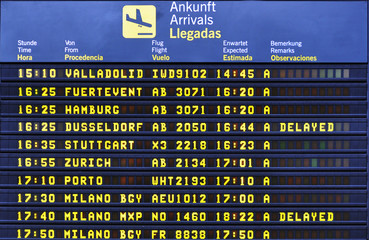 Airport arrival board