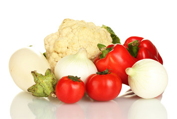 Colorful fresh vegetables isolated on white
