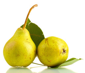 Juicy flavorful pears isolated on white
