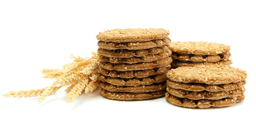 tasty crispbread and ears, isolated on white