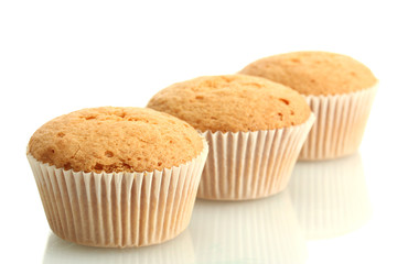 tasty muffin cakes, isolated on white