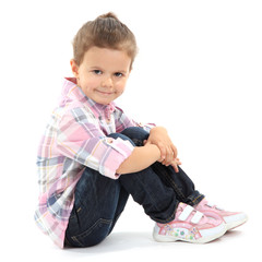 beautiful little girl isolated on white
