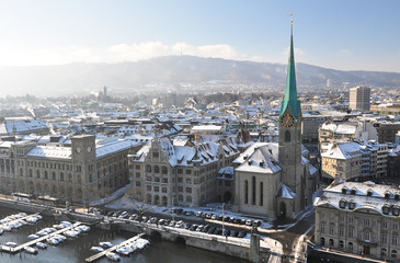 Naklejka premium Winter view of Zurich