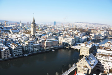 Naklejka premium Winter view of Zurich