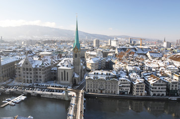 Naklejka premium Winter view of Zurich