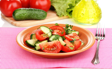 Fresh salad with tomatoes and cucumbers