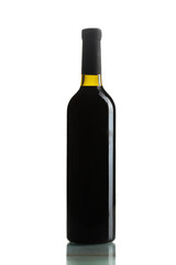 bottle of red wine isolated on white