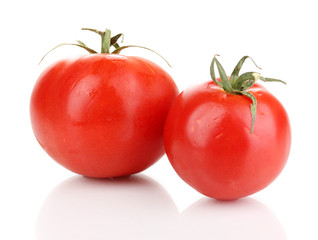 Ripe tomatoes isolated on white