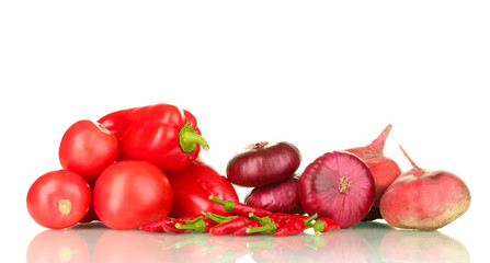 fresh red vegetables isolated on white