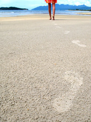 Footmarks on the sandy beach