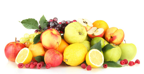 Assortment of exotic fruits isolated on white
