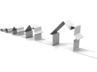 real estate concept price growing with house icons row