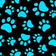 Fototapeta na wymiar Cat footprint seamless pattern, vector