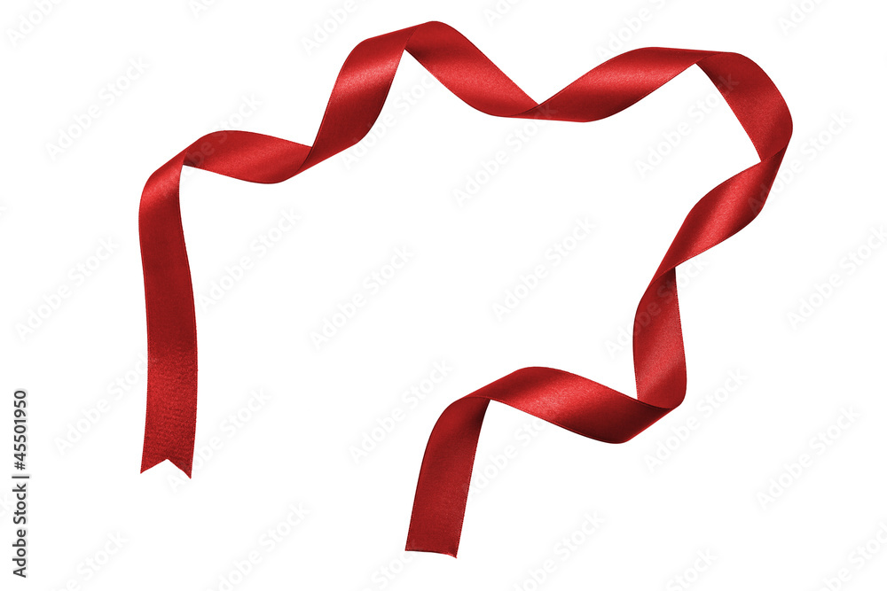 Wall mural shiny red satin ribbon