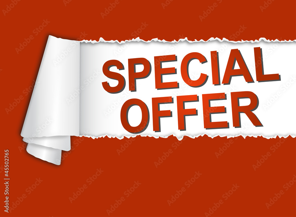 Wall mural aufgerissenes Papier mit SPECIAL OFFER