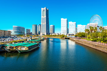Fototapeta premium Skyscrapers towering over Yokohama City.
