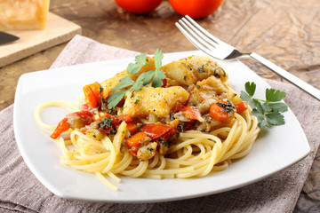 Pasta with fresh grouper fillet