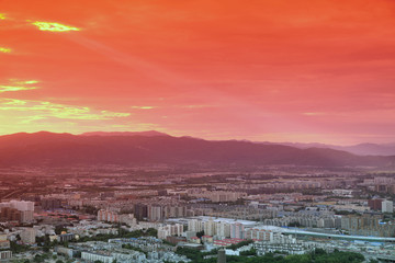 Fototapeta premium Beijing under sundown rays, China