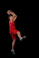 Basketball player with a ball