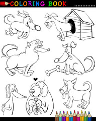 Cartoon Dogs for Coloring Book or Page