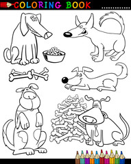 Fototapeta premium Cartoon Dogs for Coloring Book or Page