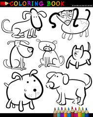Cartoon Dogs for Coloring Book or Page