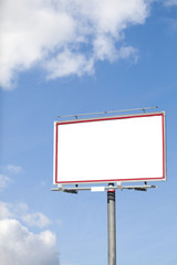 Blank white billboard on blue sky for your advertisement