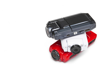 Car digital camcorder on the white background