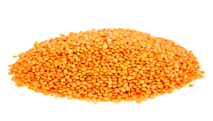 red lentils isolated on white