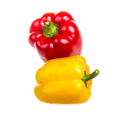 Red and yellow sweet pepper isolated on white background