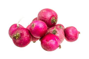 Small garden radish isolated on white background