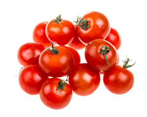 Small cherry tomato on white background close up