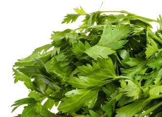 a bunch of parsley on a white background
