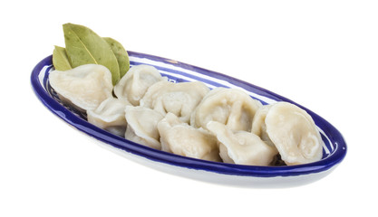 Bowl with traditional russian dish - pelmeni