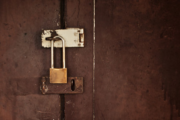 lock on a wooden door