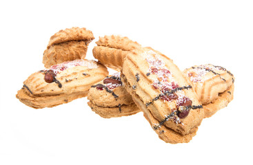 Heap of delicious  cookies isolated on white background