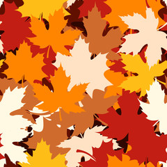 Seamless pattern with autumn maple leaves. Vector illustration.
