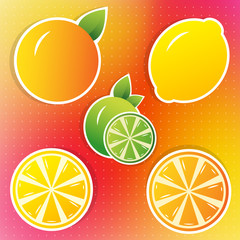 lemon, lime and orange stickers
