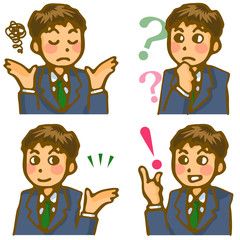 男性の表情４パターン