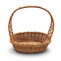 Wicker basket isolated on white background